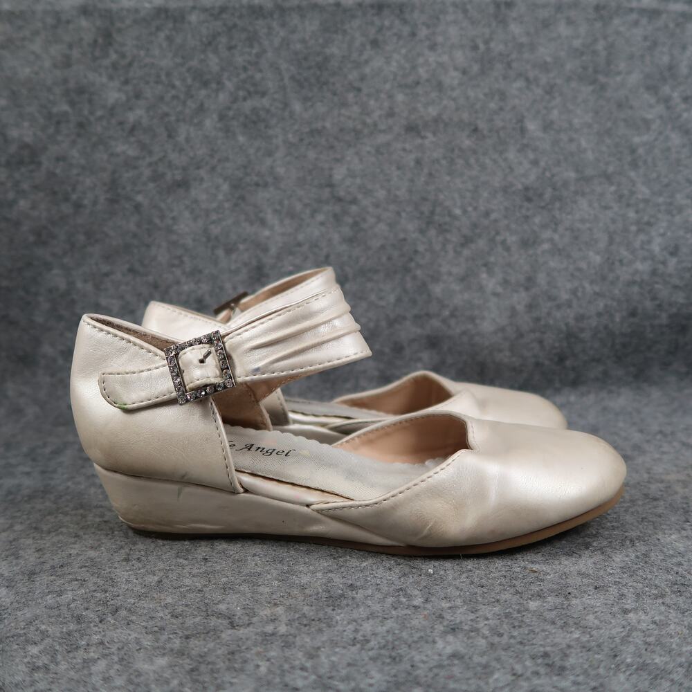 Little Angel Shoes Kids Girls 2 Dress Formal Low Wedge Heels Round Toe Buckle